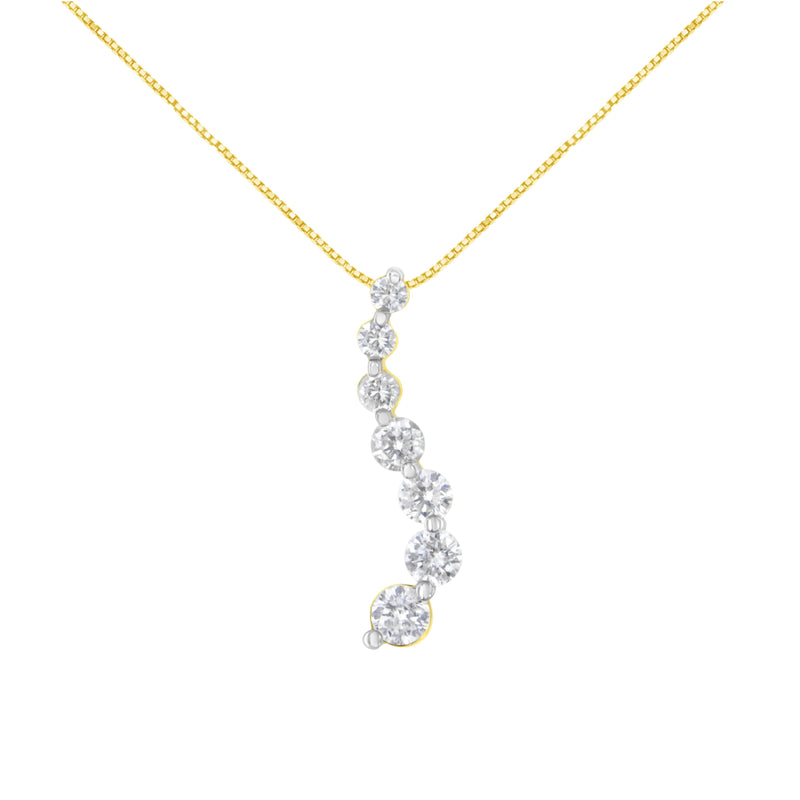 Bids.com AGS Certified 14K Yellow Gold 2.0 Cttw Baguette and Brilliant Round-Cut Diamond Journey 18" Pendant Necklace (F-G Color, I1-I2 Clarity) Necklaces White Smoke Yellow.Gold / 18