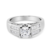 Bids.com 14K White Gold 1 1/4 Cttw Princess Cut Diamond Channel Set Engagement Ring (H-I Color, SI1-SI2 Clarity) - Ring Size 7 Rings Light Gray 7 / White.Gold