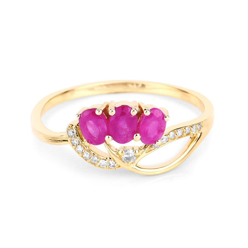 Bids.com 0.71 Carat Genuine Ruby and White Diamond 14K Yellow Gold Ring Rings White Smoke size 5.00,size 6.00,size 7.00,size 8.00,size 9.00