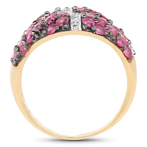 Bids.com 14K Yellow Gold Plated 1.70 Carat Genuine Ruby .925 Sterling Silver Ring Rings White Smoke size 6.00,size 8.00,size 7.00,size 9.00
