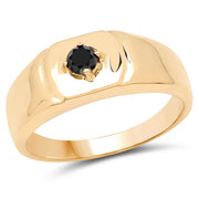 Bids.com 14K Yellow Gold Plated 0.20 Carat Genuine Black Diamond .925 Sterling Silver Ring Rings White Smoke size 7.00,size 8.00,size 9.50,size 6.00,size 9.00