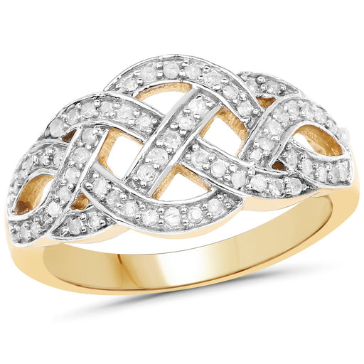 Bids.com 14K Yellow Gold Plated 0.26 Carat Genuine White Diamond .925 Sterling Silver Ring Rings White Smoke size 6.00,size 8.00,size 7.00,size 9.00