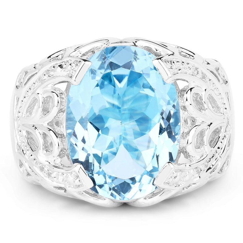 Bids.com 11.29 Carat Genuine Blue Topaz and White Topaz .925 Sterling Silver Ring Rings White Smoke size 7.00,size 8.00,size 6.00,size 9.00