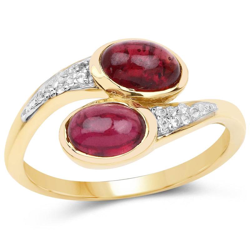 Bids.com 14K Yellow Gold Plated 2.38 Carat Glass Filled Ruby and White Topaz .925 Sterling Silver Ring Rings White Smoke size 6.00,size 7.00,size 8.00,size 9.00