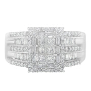 Bids.com 10K White Gold Diamond Cluster Ring (1 cttw, H-I Color, I1-I2 Clarity) Rings Gray 7 / White.Gold