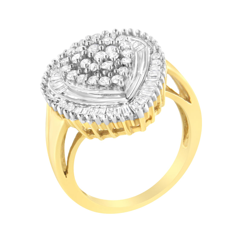 Bids.com 10K Yellow Gold 1.0 Cttw Round and Baguette Cut Diamond Oval Shaped Cluster Ring (I-J Color, I1-I2 Clarity) - Size 7 Rings White Smoke 8 / Yellow.Gold,7 / Yellow.Gold,6 / Yellow.Gold,9 / Yellow.Gold
