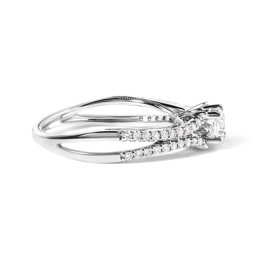 Bids.com 14K White Gold 5/8 Cttw Diamond Split Shank Engagement Ring  (G-H Color, VS2-SI1 Clarity) - Size 7 Rings White Smoke 7 / White.Gold