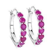 Bids.com 2.80 Carat Genuine Ruby .925 Sterling Silver Earrings Earrings White Smoke