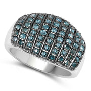 Bids.com 0.83 Carat Genuine Blue Diamond and White Diamond .925 Sterling Silver Ring Rings White Smoke size 6.00,size 8.00,size 7.00,size 9.00,size 5.00,size 10.00