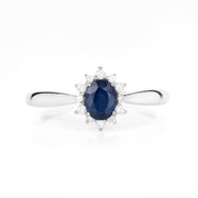 Bids.com 0.44 Carat Genuine Blue Sapphire and White Diamond 14K White Gold Ring Rings White Smoke size 5.00,size 6.00,size 7.00,size 8.00,size 9.00,size 6.50