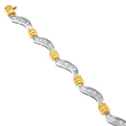 Bids.com Original Classics 10K Two-Tone Gold Baguette Cut Diamond Spiral Bracelet (2.00 cttw, H-I Color, I1-I2 Clarity) Bracelets White Smoke YellowWhite.Gold / 7