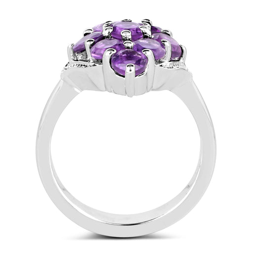 Bids.com 2.16 Carat Genuine Amethyst .925 Sterling Silver Ring Rings White Smoke size 6.00,size 8.00,size 7.00,size 5.00,size 9.00