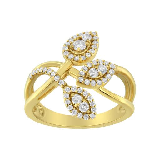 Bids.com 10K Yellow Gold 1/2 Cttw Round-Cut Diamond Layered Crossover Triple Leaf Bypass Ring (I-J Color, I1-I2 Clarity) - Size 7 Rings White Smoke 9 / Yellow.Gold,8 / Yellow.Gold,6 / Yellow.Gold,7 / Yellow.Gold,5 / Yellow.Gold,10 / Yellow.Gold