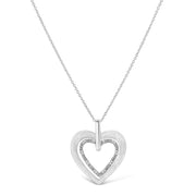 Bids.com .925 Sterling Silver Prong-Set Diamond Accent Double Heart 18" Pendant Necklace (I-J Color, I1-I2 Clarity) Necklaces White Smoke White.Sterling Silver / 18