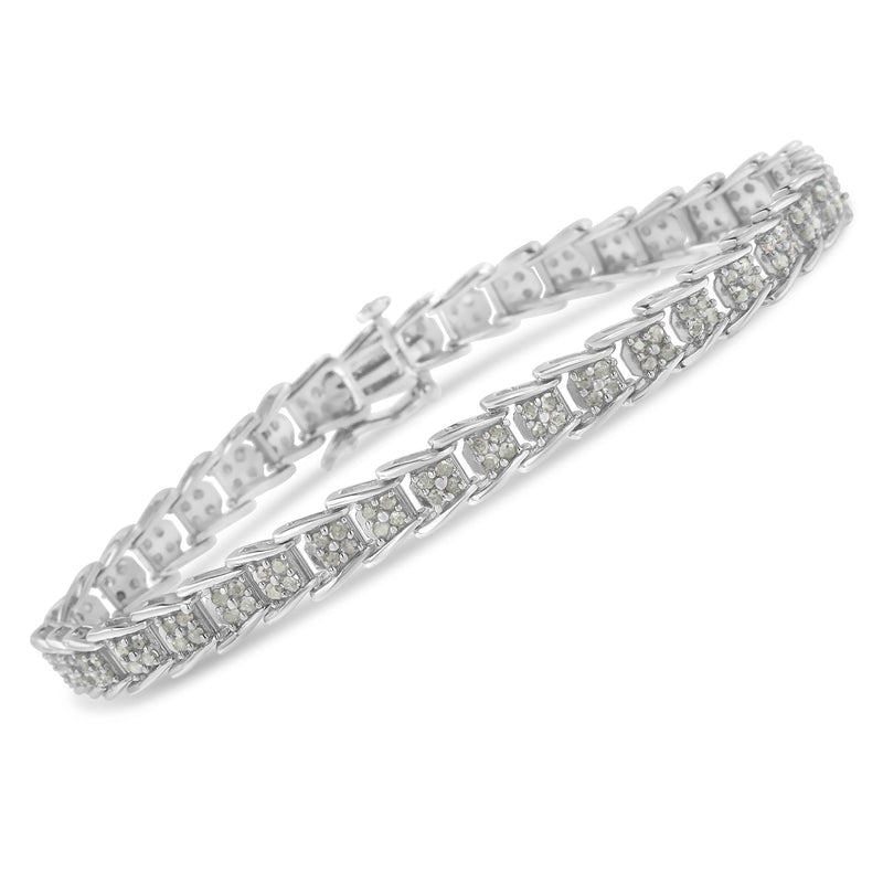 Bids.com 10k White Gold 2 cttw Diamond Fan-Shaped Link Tennis Bracelet (I-J Clarity, I3 Color) - Size 7.25" Bracelets White Smoke White.Gold / 7.25