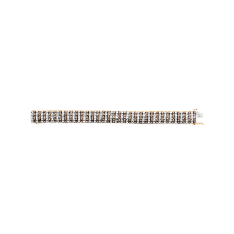 Bids.com 10K Yellow Gold 10-1/3 Cttw Alternating Coco Color and White Diamond 5 Row Tennis Bracelet (Brown/H-I Color, SI1-SI2 Clarity) - Size 7.25 Bracelets Rosy Brown Yellow.Gold / 7.25