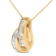 Bids.com 14K Yellow Gold 1 5/8 Cttw Princess and Baguette Diamond Duo Bar Pendant Necklace (G-H Color, VS2-SI1 Clarity) - 18" Necklaces White Smoke Yellow.Gold / 18
