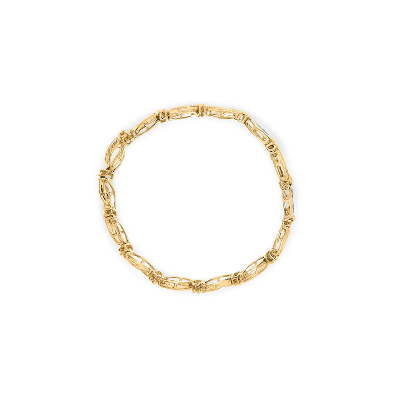 Bids.com 10K Yellow and White Gold 1/2 Cttw Channel Set Diamond Infinity Link 7" Tennis Bracelet (H-I Color, I1-I2 Clarity) Bracelets White Smoke YellowWhite.Gold / 7