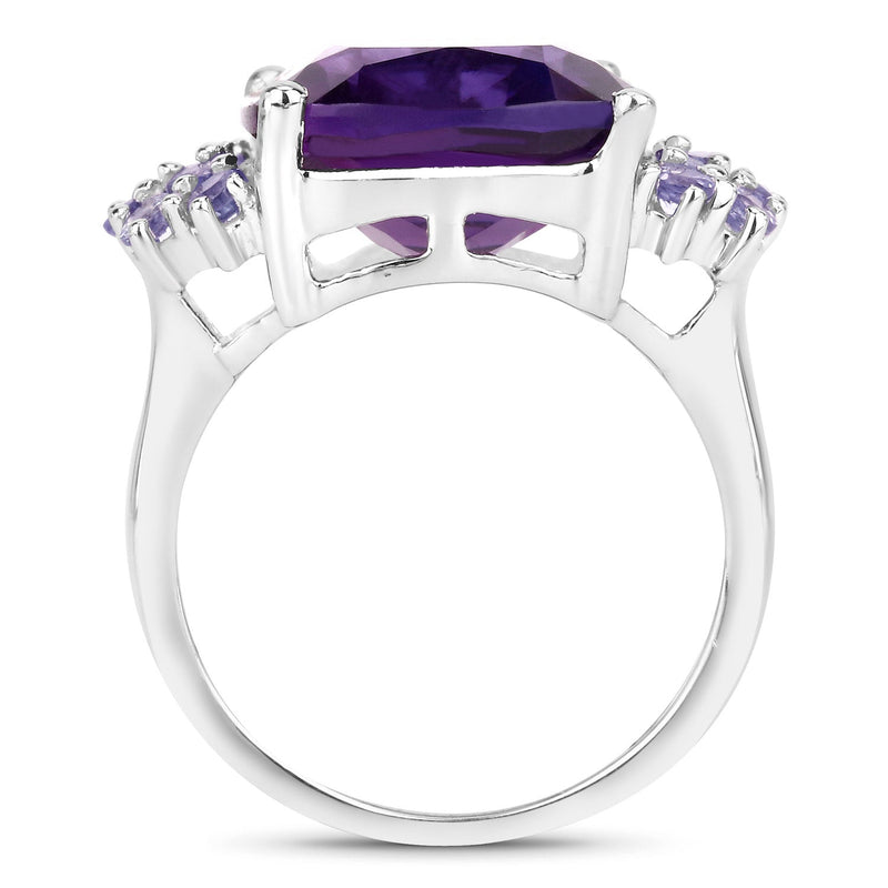 Bids.com 6.34 Carat Genuine Amethyst and Tanzanite .925 Sterling Silver Ring Rings White Smoke size 6.00,size 9.00,size 10.00,size 7.00,size 8.00,size 5.00