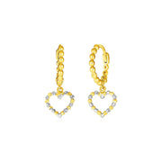 Bids.com 14k Two Tone Gold Beaded Hoop Earrings with Hearts Earrings White Smoke Two-Tone Gold