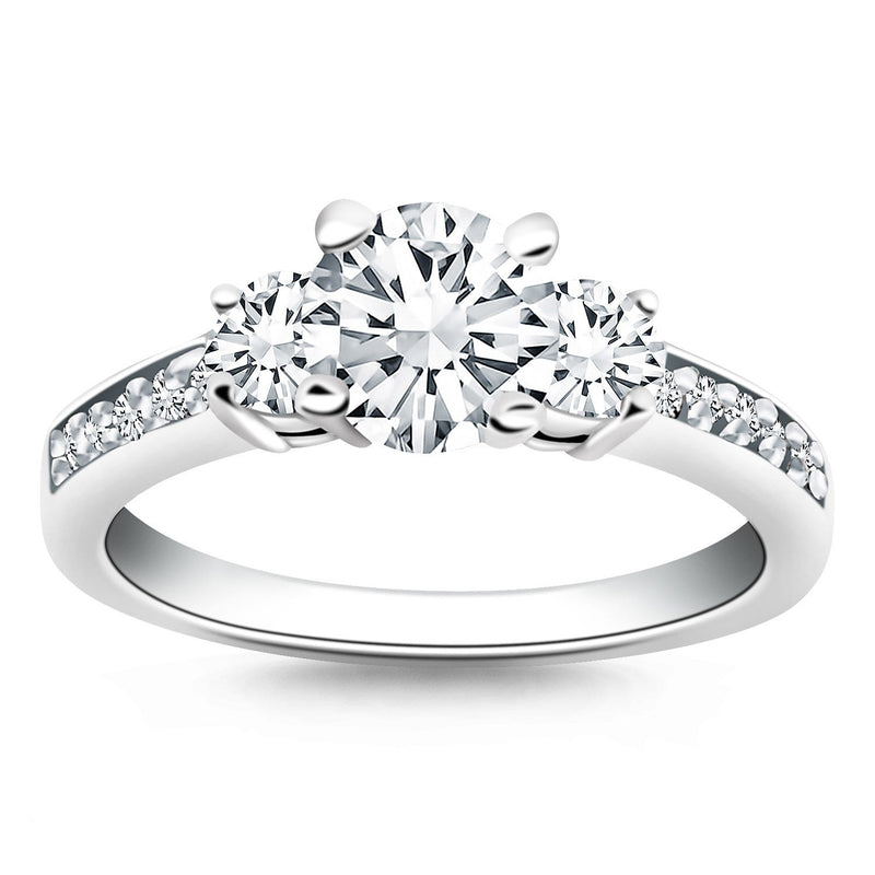 Bids.com 14k White Gold Three Stone Engagement Ring with Diamond Band Rings White Smoke 4 / White Gold,4.5 / White Gold,5 / White Gold,5.5 / White Gold,6 / White Gold,6.5 / White Gold,7 / White Gold,7.5 / White Gold,8 / White Gold,8.5 / White Gold,9 / White Gold
