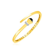 Bids.com 14k Yellow Gold Crossover Style Hinged Bangle Bracelet with Onyx and Diamonds Bracelets White Smoke Yellow Gold