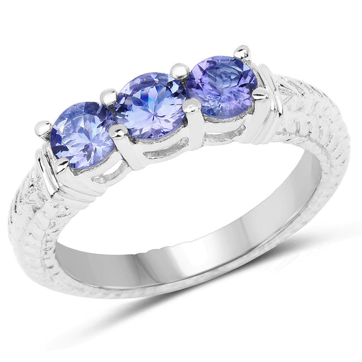 Bids.com 1.11 Carat Genuine Tanzanite .925 Sterling Silver Ring Rings White Smoke size 7.00,size 6.00,size 8.00,size 9.00,size 5.00