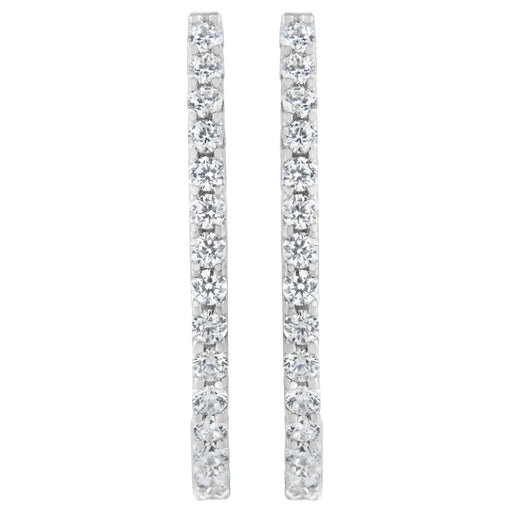 Bids.com 14K White Gold 2.0 Cttw Round Brilliant Cut Diamond Oblong Hinged Leverback Hoop Earrings (I-J Color, I1-I2 Clarity) Earrings White Smoke White.Gold / 2