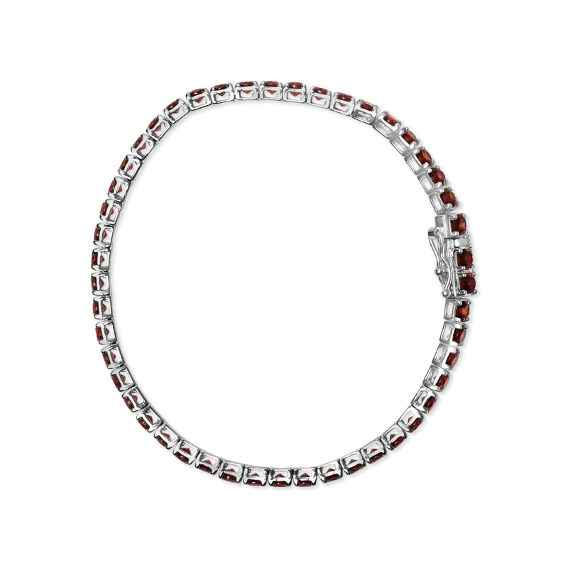 Bids.com .925 Sterling Silver 10.0 Cttw Created Orange Garnet Tennis Bracelet - 7.25" Bracelets White Smoke White.Sterling Silver / 7.25