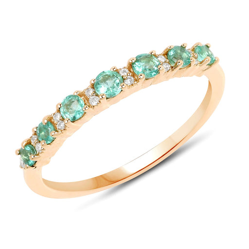 Bids.com 0.41 Carat Genuine Zambian Emerald and White Diamond 14K Yellow Gold Ring Rings White Smoke size 6.00,size 7.00,size 8.00,size 5.00,size 9.00