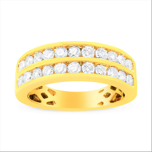 Bids.com 10K Yellow Gold Two-Row Diamond Band Ring (1 Cttw, J-K Color, I1-I2 Clarity) - Size 6 Rings White Smoke 8 / Yellow.Gold,7 / Yellow.Gold,6 / Yellow.Gold