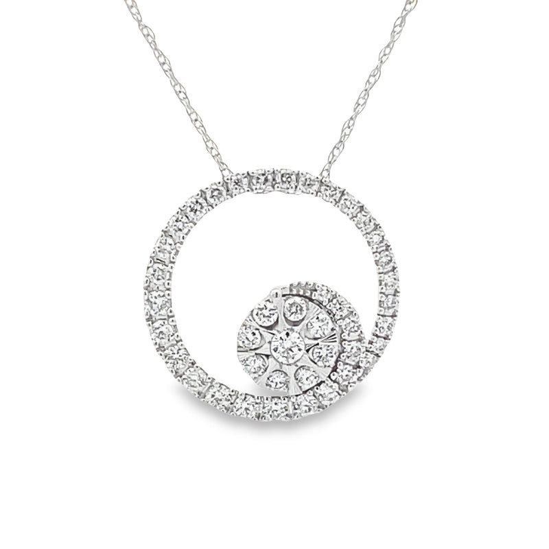 Bids.com .50ct Diamond Circle of Love Pendant 14KT White Gold Pendants White Smoke