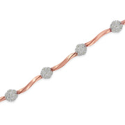 Bids.com .925 10k Rose Gold Over Sterling Silver 1.0 cttw Diamond Floral Link Bracelet (I-J Color,I3 Clarity) Bracelets White Smoke Rose.Sterling Silver / 7