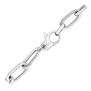 Bids.com Sterling Silver Wide Paperclip Chain Bracelet Bracelets White Smoke 7.5 / Sterling Silver