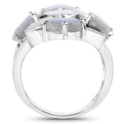Bids.com 10.30 Carat Genuine White Rainbow Moonstone, Labradorite And Black Onyx .925 Sterling Silver Ring Rings White Smoke size 6.00,size 7.00,size 8.00,size 9.00
