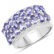 Bids.com 2.59 Carat Genuine Tanzanite .925 Sterling Silver Ring Rings White Smoke size 7.00,size 8.00,size 6.00,size 9.00,size 5.00