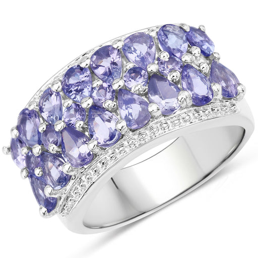 Bids.com 2.59 Carat Genuine Tanzanite .925 Sterling Silver Ring Rings White Smoke size 7.00,size 8.00,size 6.00,size 9.00,size 5.00
