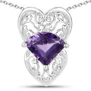 Bids.com 7.80 Carat Genuine Amethyst .925 Sterling Silver Pendant Pendants White Smoke