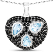Bids.com 3.52 Carat Genuine Blue Topaz and Black Spinel .925 Sterling Silver Pendant Pendants White Smoke