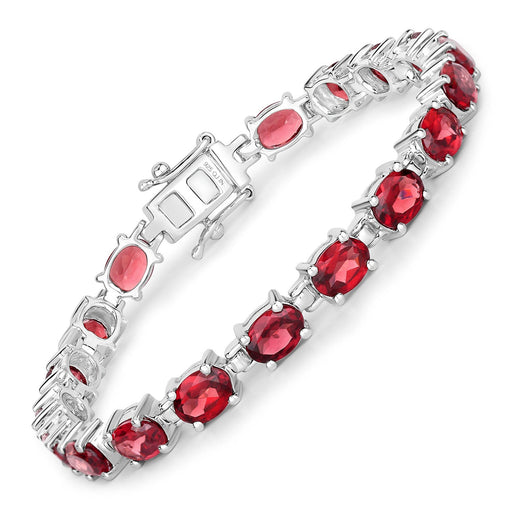Bids.com 15.30 Carat Genuine Garnet .925 Sterling Silver Bracelet Bracelets White Smoke size 7.00