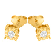 Bids.com 10K Yellow Gold Plated .925 Sterling Silver 1/10 Cttw Round Brilliant-Cut Diamond Miracle-Set Stud Earrings (J-K Color, I3 Clarity) Earrings White Smoke 0.1 / White.Sterling Silver,0.1 / Rose.Sterling Silver,0.1 / Yellow.Sterling Silver