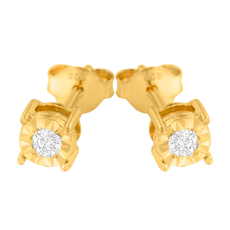 Bids.com 10K Yellow Gold Plated .925 Sterling Silver 1/10 Cttw Round Brilliant-Cut Diamond Miracle-Set Stud Earrings (J-K Color, I3 Clarity) Earrings White Smoke 0.1 / White.Sterling Silver,0.1 / Rose.Sterling Silver,0.1 / Yellow.Sterling Silver