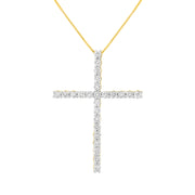 Bids.com .925 Sterling Silver 2 1/2 cttw Diamond Cross Pendant Necklace (H-I, I2-I3) Necklaces White Smoke 18 / Yellow.Sterling Silver,18 / White.Sterling Silver
