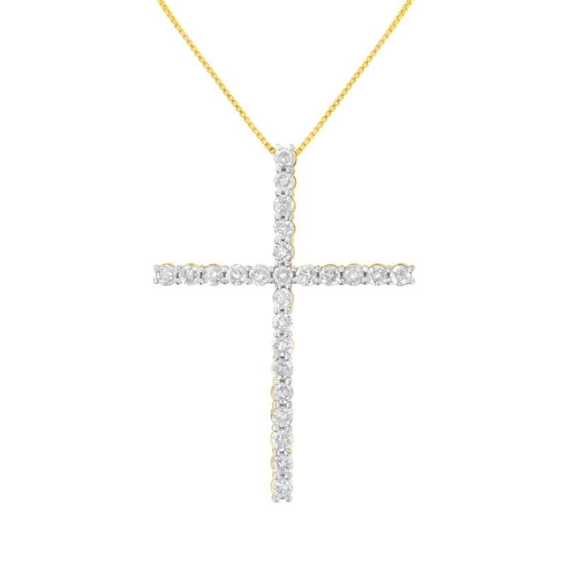 Bids.com .925 Sterling Silver 2 1/2 cttw Diamond Cross Pendant Necklace (H-I, I2-I3) Necklaces White Smoke 18 / Yellow.Sterling Silver,18 / White.Sterling Silver