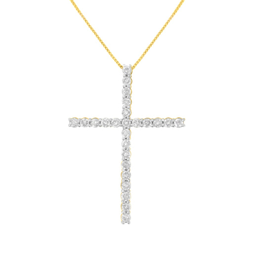 Bids.com .925 Sterling Silver 2 1/2 cttw Diamond Cross Pendant Necklace (H-I, I2-I3) Necklaces White Smoke 18 / Yellow.Sterling Silver,18 / White.Sterling Silver