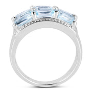 Bids.com 3.60 Carat Genuine Blue Topaz .925 Sterling Silver Ring Rings White Smoke size 8.00,size 6.00,size 7.00,size 5.00,size 9.00