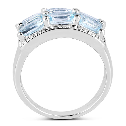 Bids.com 3.60 Carat Genuine Blue Topaz .925 Sterling Silver Ring Rings White Smoke size 8.00,size 6.00,size 7.00,size 5.00,size 9.00