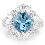Bids.com 5.19 Carat Genuine London Blue Topaz & White Topaz .925 Sterling Silver Ring Rings White Smoke size 8.00,size 6.00,size 7.00,size 9.00,size 5.00