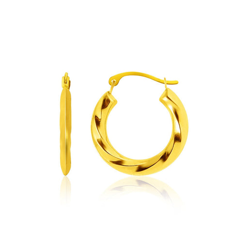 Bids.com 14k Yellow Gold Wavy Texture Hoop Earrings Earrings White Smoke Yellow Gold