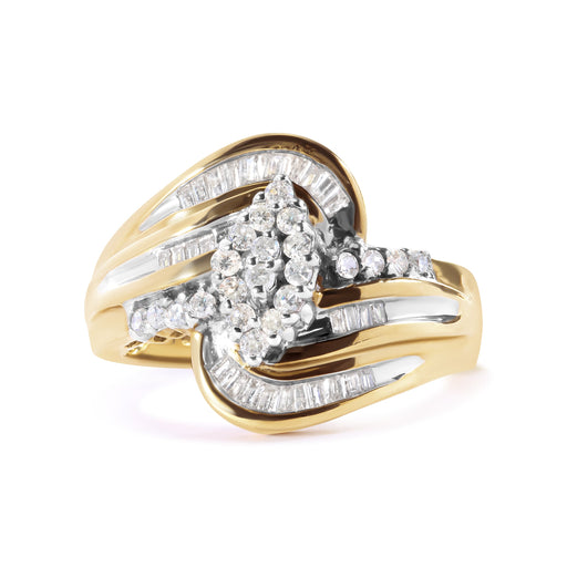 Bids.com 10K Yellow Gold 1/2 Cttw Diamond Pear Cluster and Swirl Ring (H-I Color, I1-I2 Clarity) - Ring Size 7 Rings White Smoke 7 / Yellow.Gold